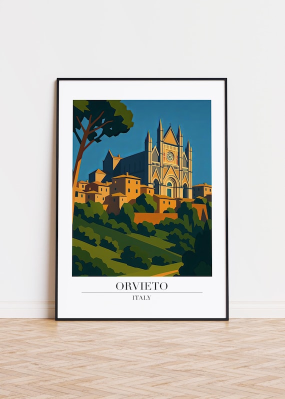 Orvieto Italy Gothic Cathedral Over the Old Town Travel Poster