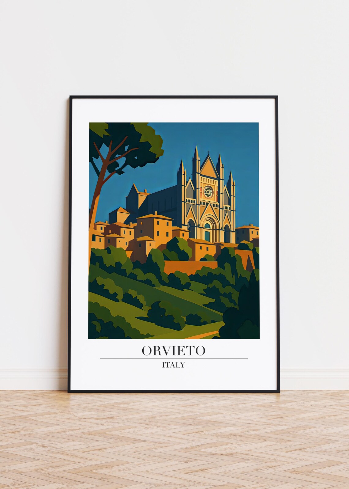 Orvieto Italy Gothic Cathedral Over the Old Town Travel Poster