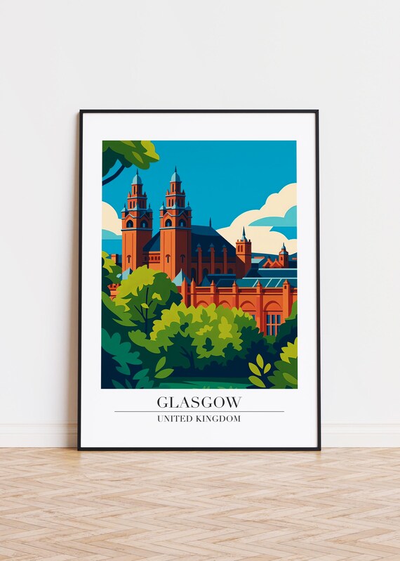 Glasgow Illustration Art Print Modern Uk City Poster