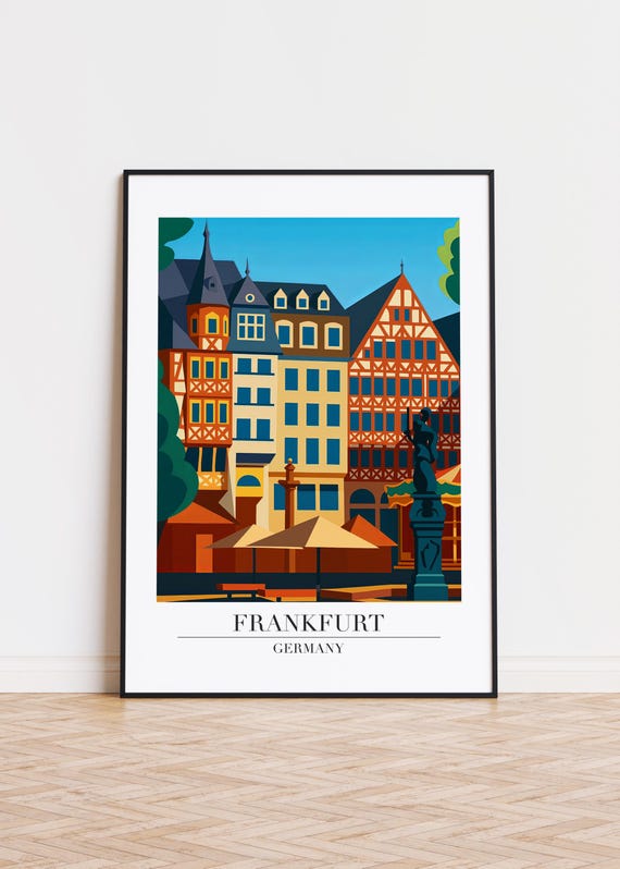 Frankfurt Cityscape Poster Modern Germany Art Print