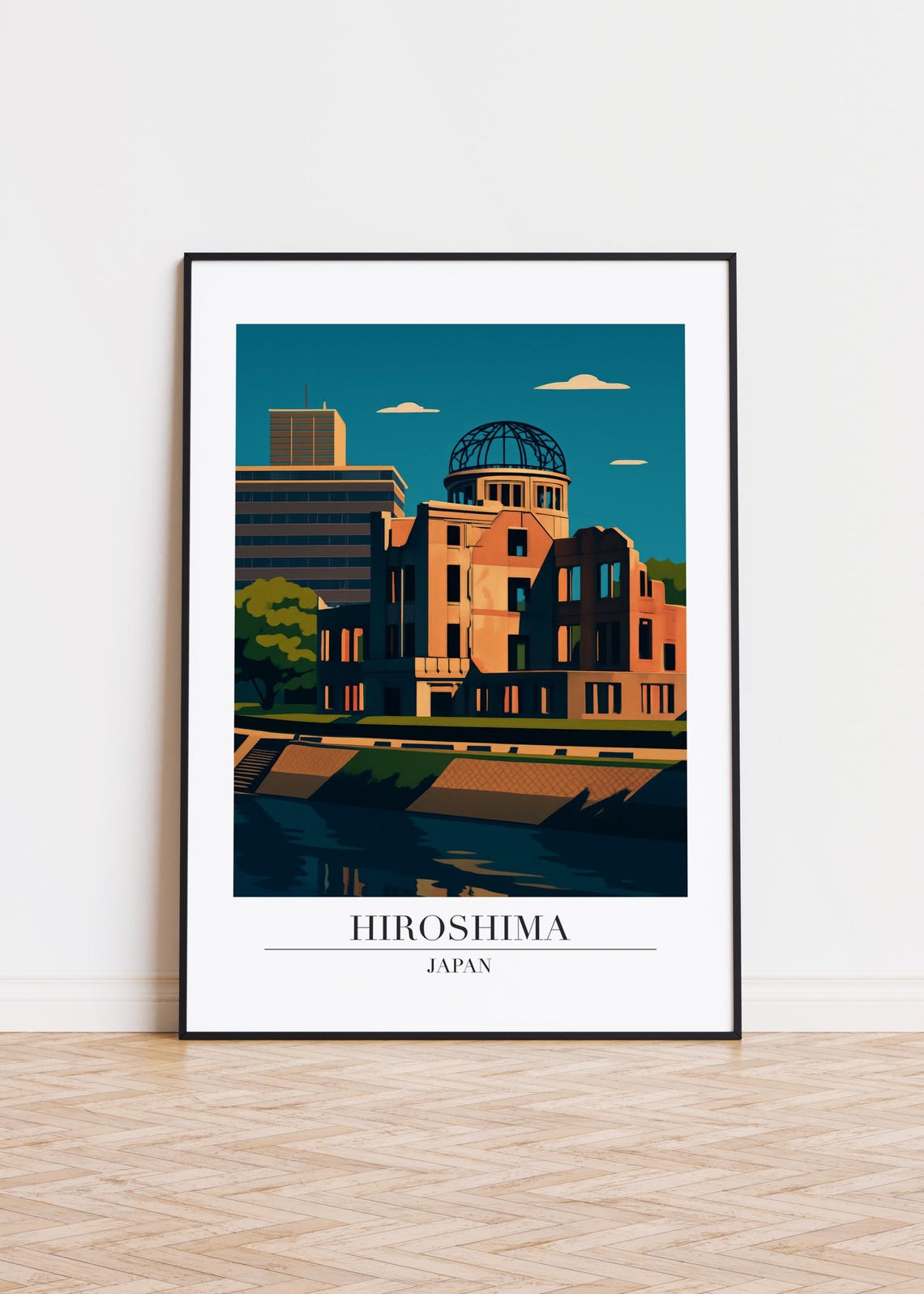 Hiroshima Cityscape Poster Modern Minimalist Art Print
