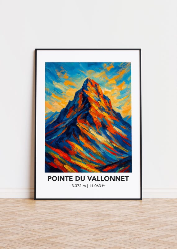 Pointe Du Vallonnet Mountain Print Modern Oil Painting Style Poster