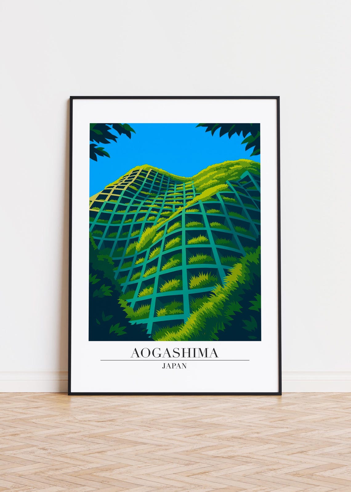 Aogashima Japan Modern Travel Poster