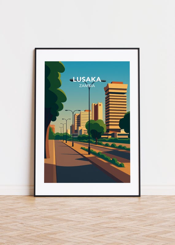 Lusaka Zambia Poster City Skyline Art Print