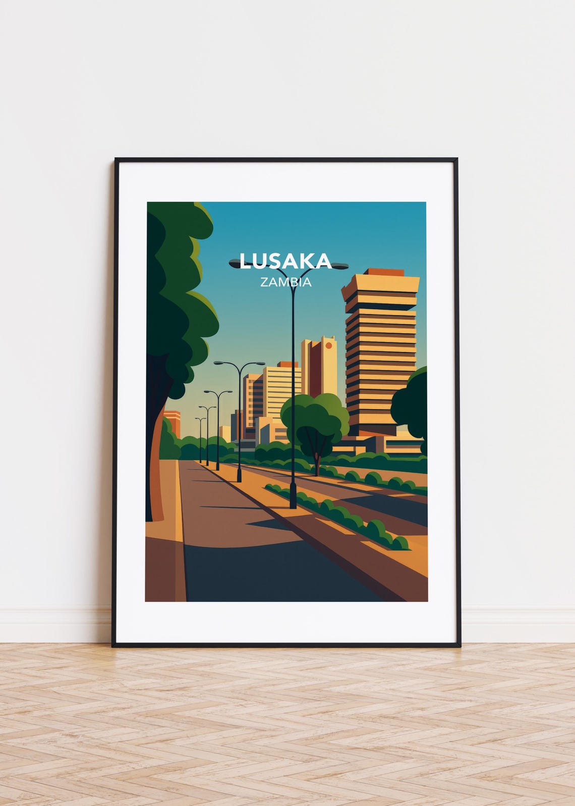Lusaka Zambia Poster City Skyline Art Print