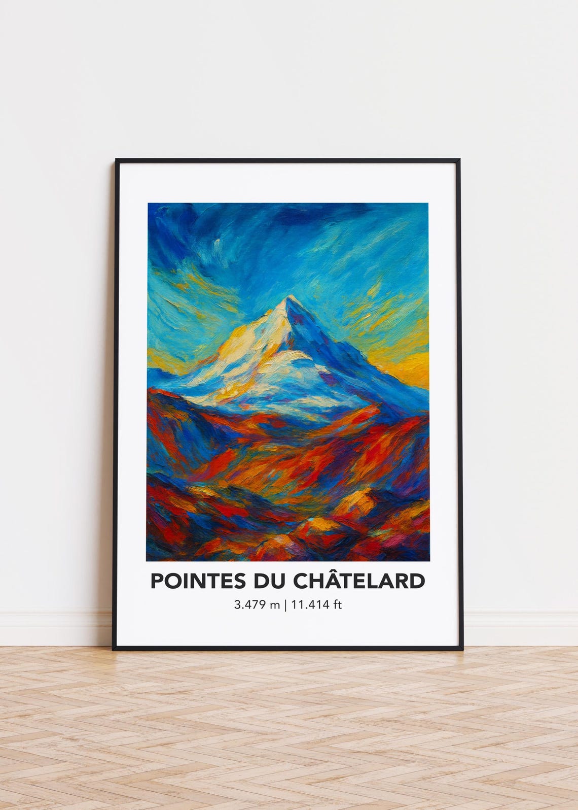 Pointes Du Chatelard Peak Vibrant Mountain Oil Travel Poster