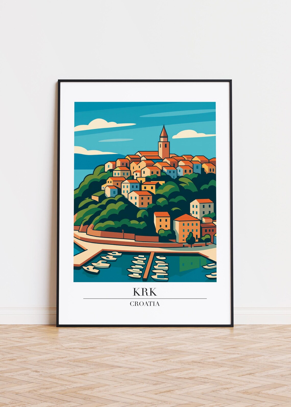 Krk Croatia Modern City Illustration Poster
