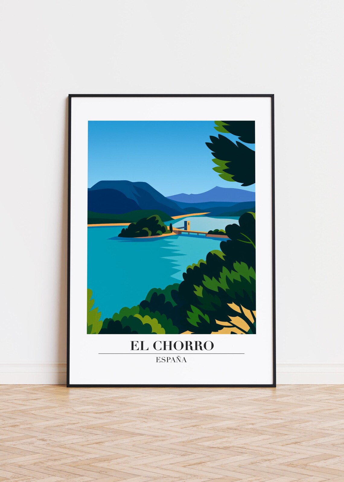 El Chorro Spain Mountain Lake Reservoir Scenic Travel Poster