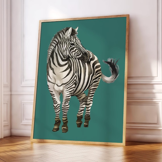 Zebra Poster Print Pink Green Wildlife Plants Jungle Boho Gallery Wall Living Roombedroomkitchen Art A5a4a3a2a1a0