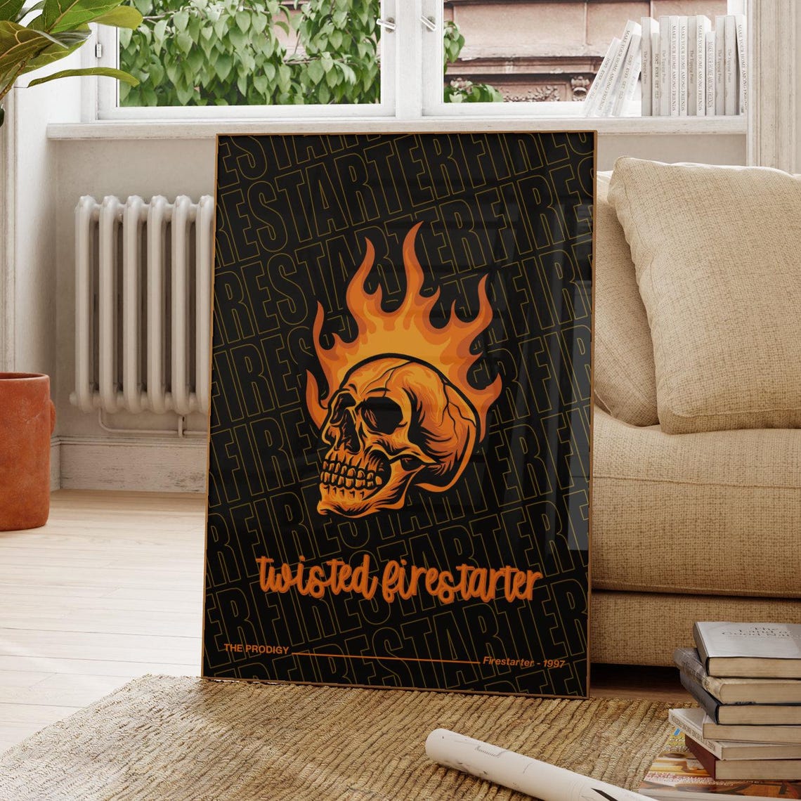 The Prodigy Twisted Firestarter 1997 Flaming Skull Rock Poster