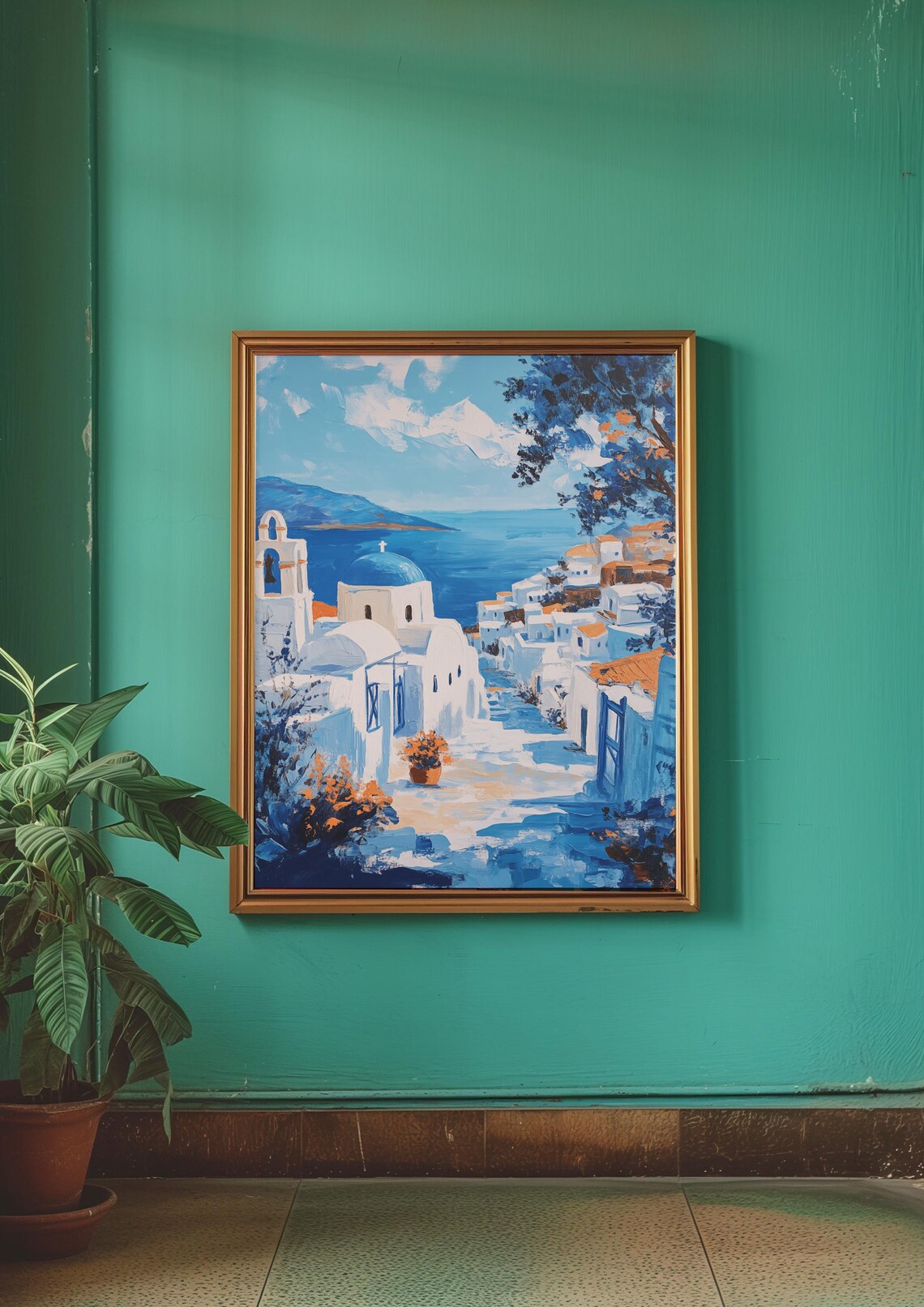 Greece Matisse-Inspired Sea Drawing Art Print - Image 2