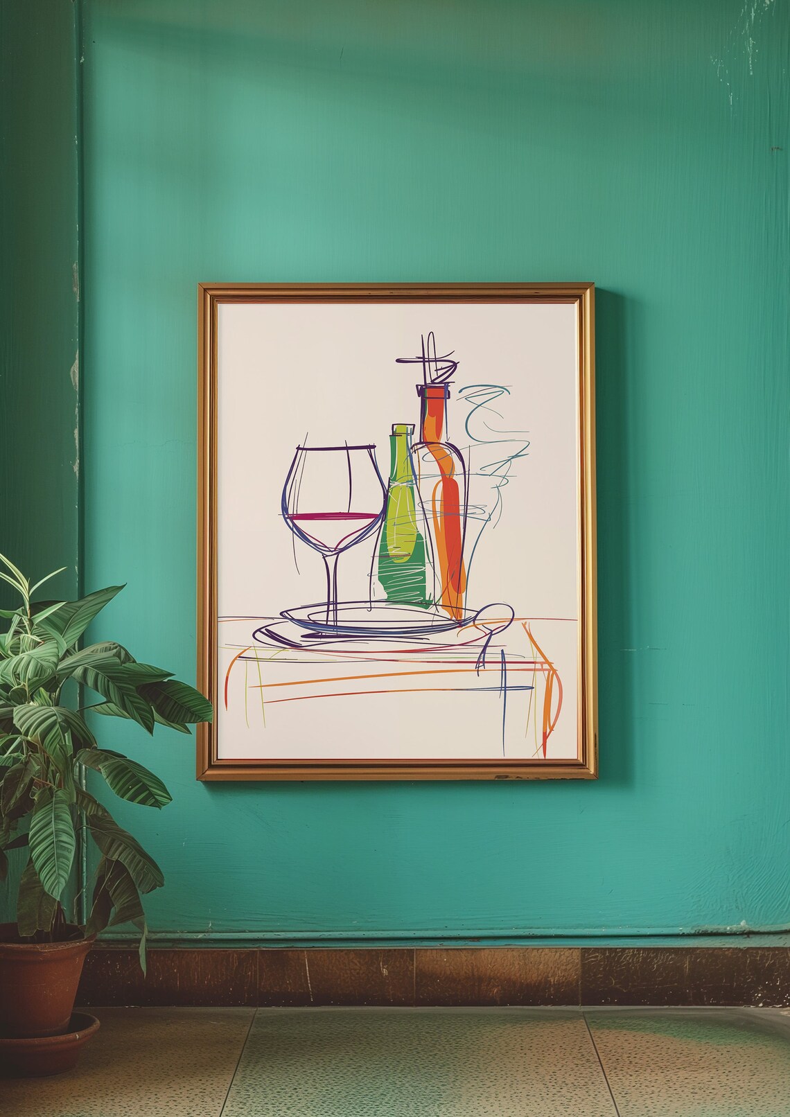 70s Retro Line Art Poster, Psychedelic Kitchen Print - Image 3