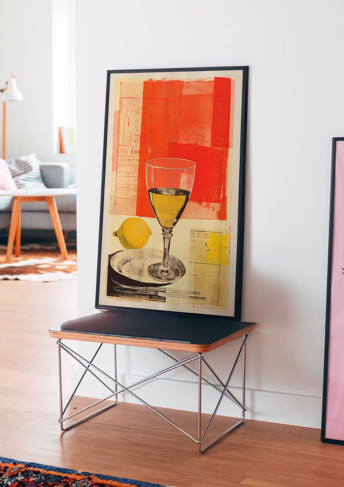 White Wine Lemon Retro Still Life Kitchen Collage Art Poster - Image 4