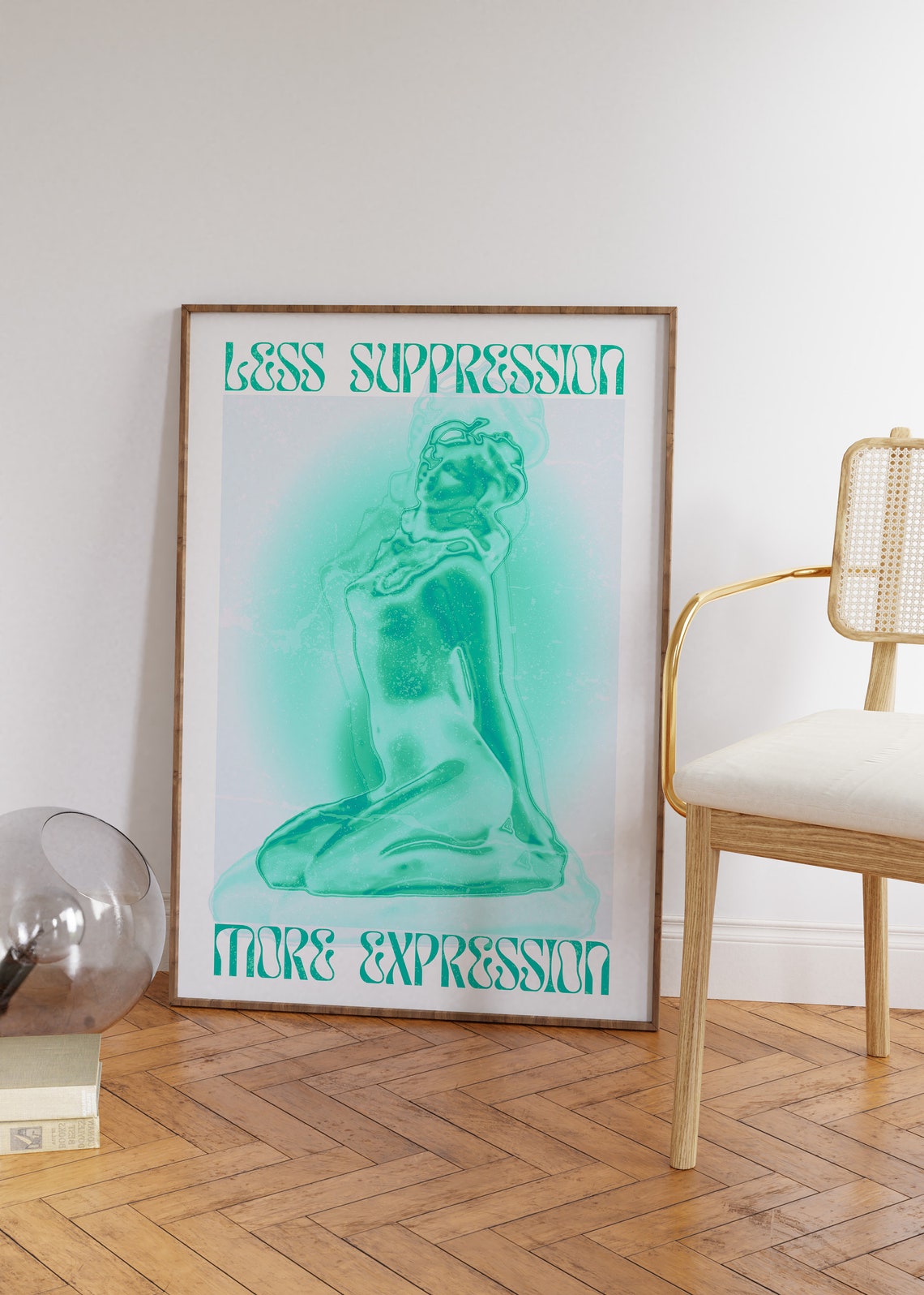 Less Suppression More Expression Mint Green Affirmation Poster