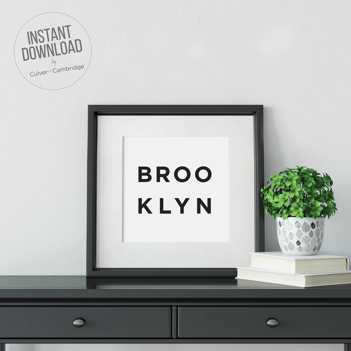 Brooklyn Minimalist Typography Poster Black on White City Art - Image 2