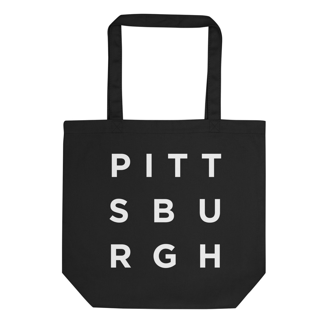 Black Certified Organic Canvas Tote Bag Bold White Letter Print - Image 3