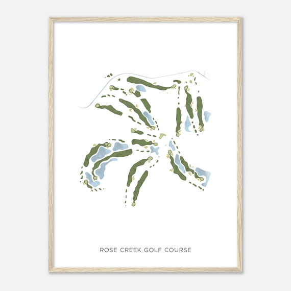 Rose Creek Golf Course North Dakota Modern Watercolor Map Golfer Gift Golf Wall Art Golf Poster Print Course Layout