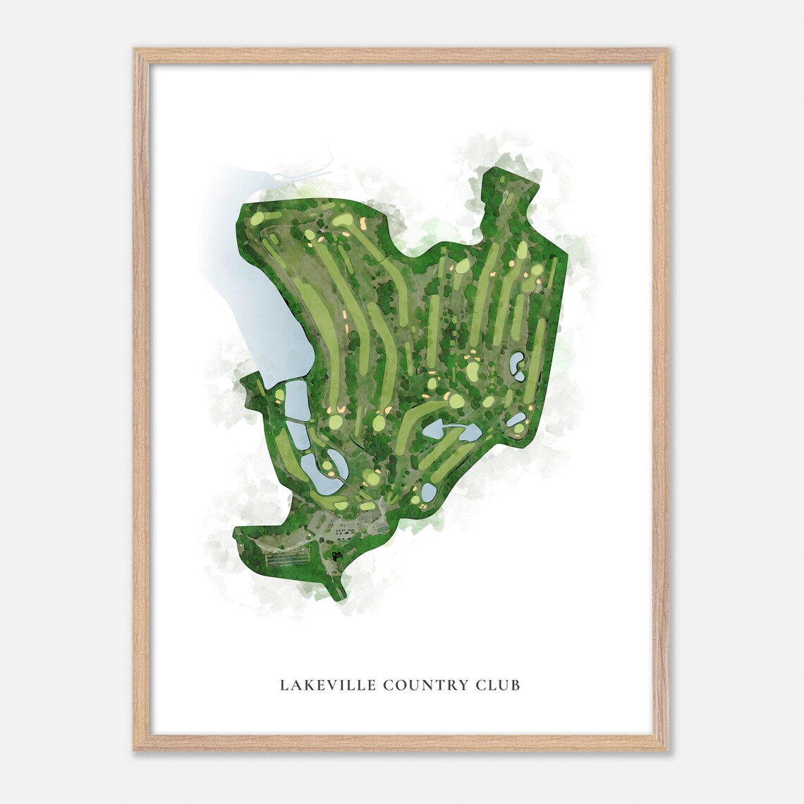 Lakeville Country Club Massachusetts Classic Watercolor Aerial Poster - Image 2