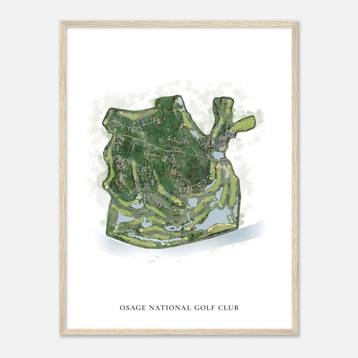 Osage National Golf Club Watercolor Aerial Golf Course Map Poster - Image 2