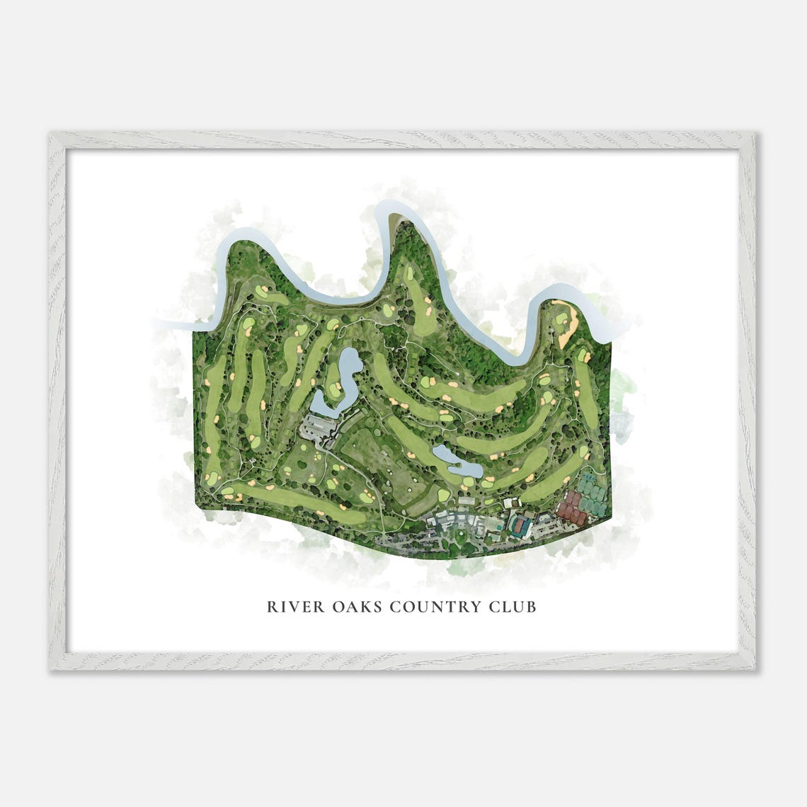 River Oaks Country Club Houston Texas Classic Watercolor Map Poster - Image 4