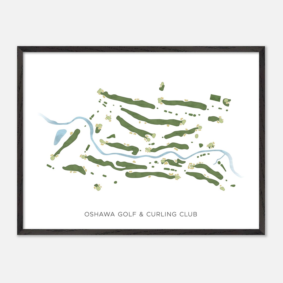 Oshawa Golf Curling Club Modern Watercolor Map, Poster Print - Image 4