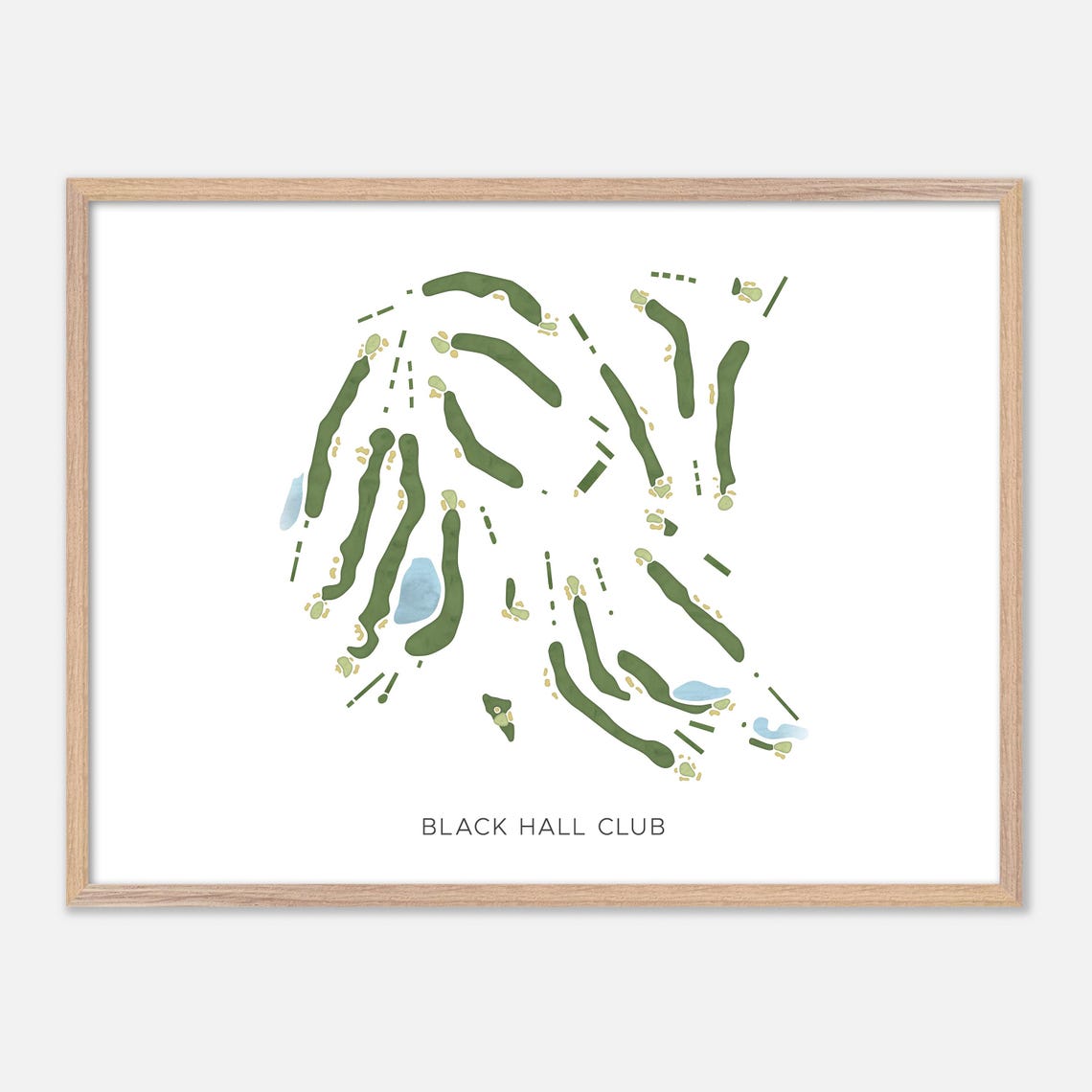 Black Hall Club Old Lyme Connecticut Modern Watercolor Golf Map Poster