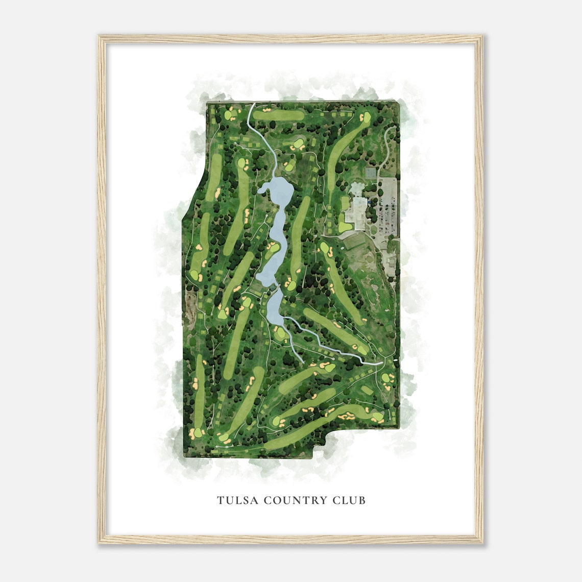 Tulsa Country Club Oklahoma Classic Watercolor Map Art Poster