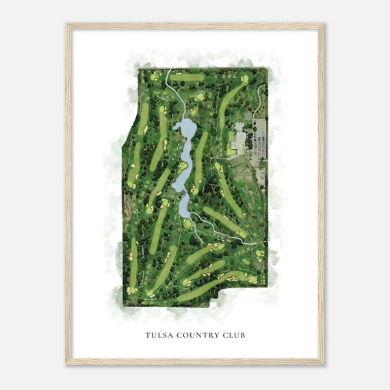 Tulsa Country Club Oklahoma Classic Watercolor Map Golfer Gift Golf Wall Art Golf Poster Print Course Layout