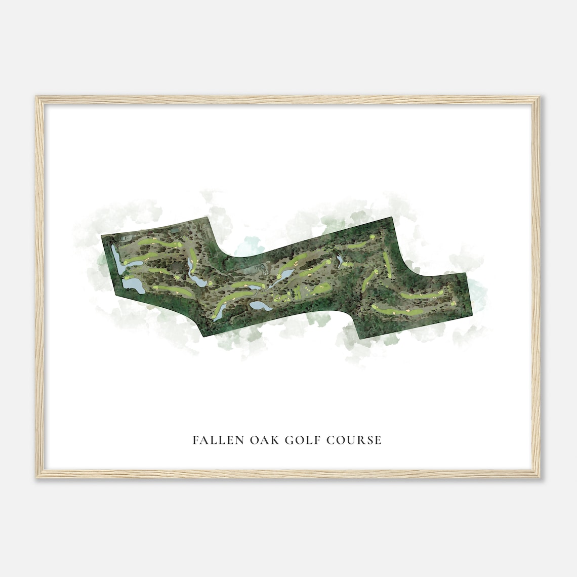 Fallen Oak Golf Course Mississippi Classic Watercolor Course Map Poster