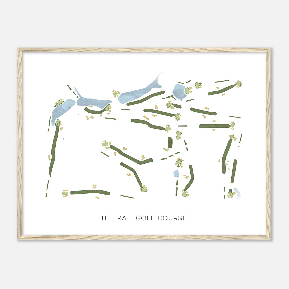 The Rail Golf Course Modern Minimalist Watercolor Map Poster