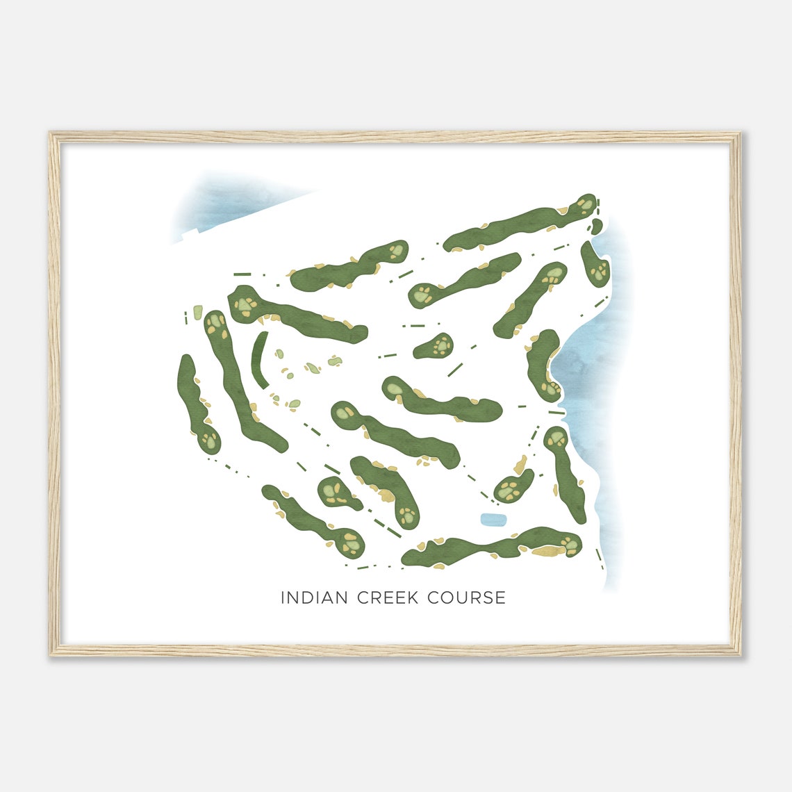 Indian Creek Course Modern Watercolor Golf Course Map Poster - Image 2