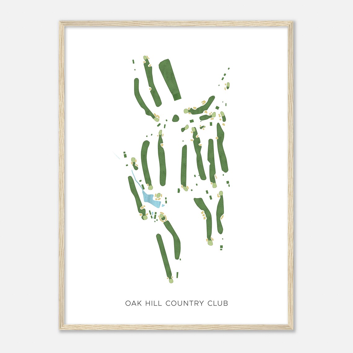 Oak Hill Country Club Modern Watercolor Golf Course Map Art Poster - Image 2