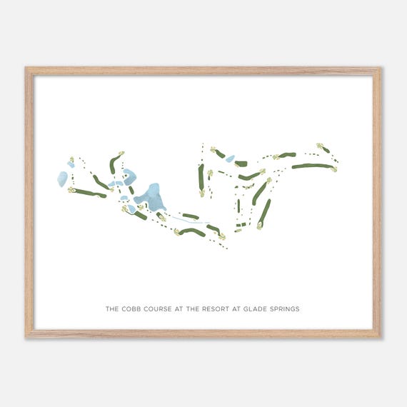 The Cobb Course At The Resort At Glade Springs In Daniels West Virginia Modern Watercolor Map Golfer Gift Golf Wall Art