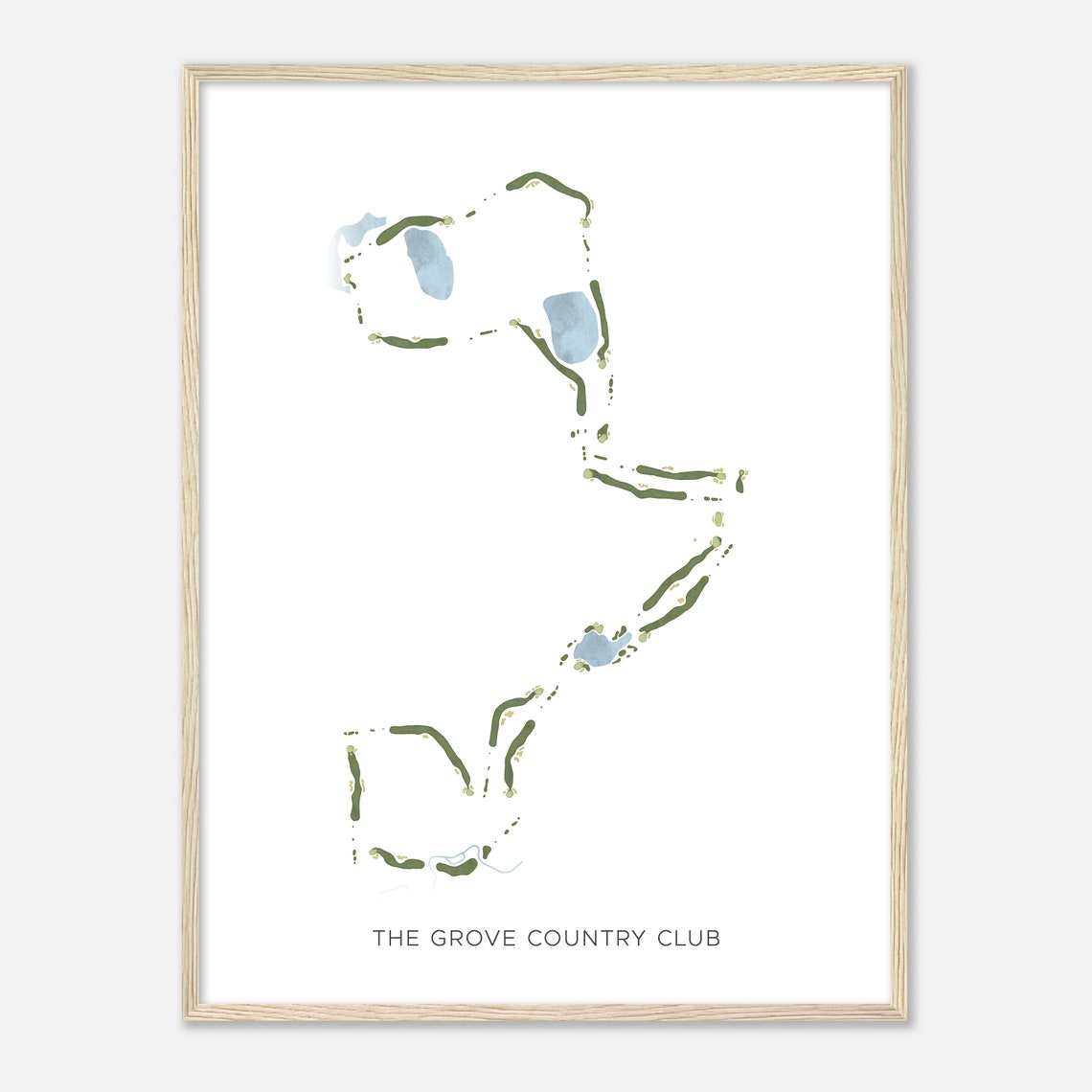 The Grove Country Club Minimalist Watercolor Course Map Poster