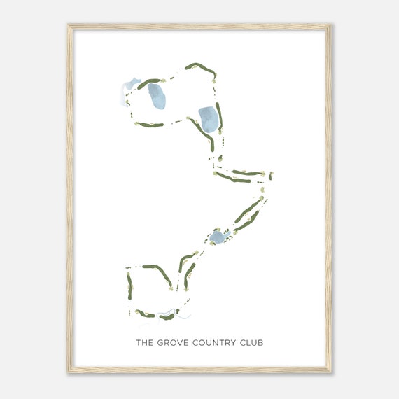 The Grove Country Club Illinois Modern Watercolor Map Golfer Gift Golf Wall Art Golf Poster Print Course Layout