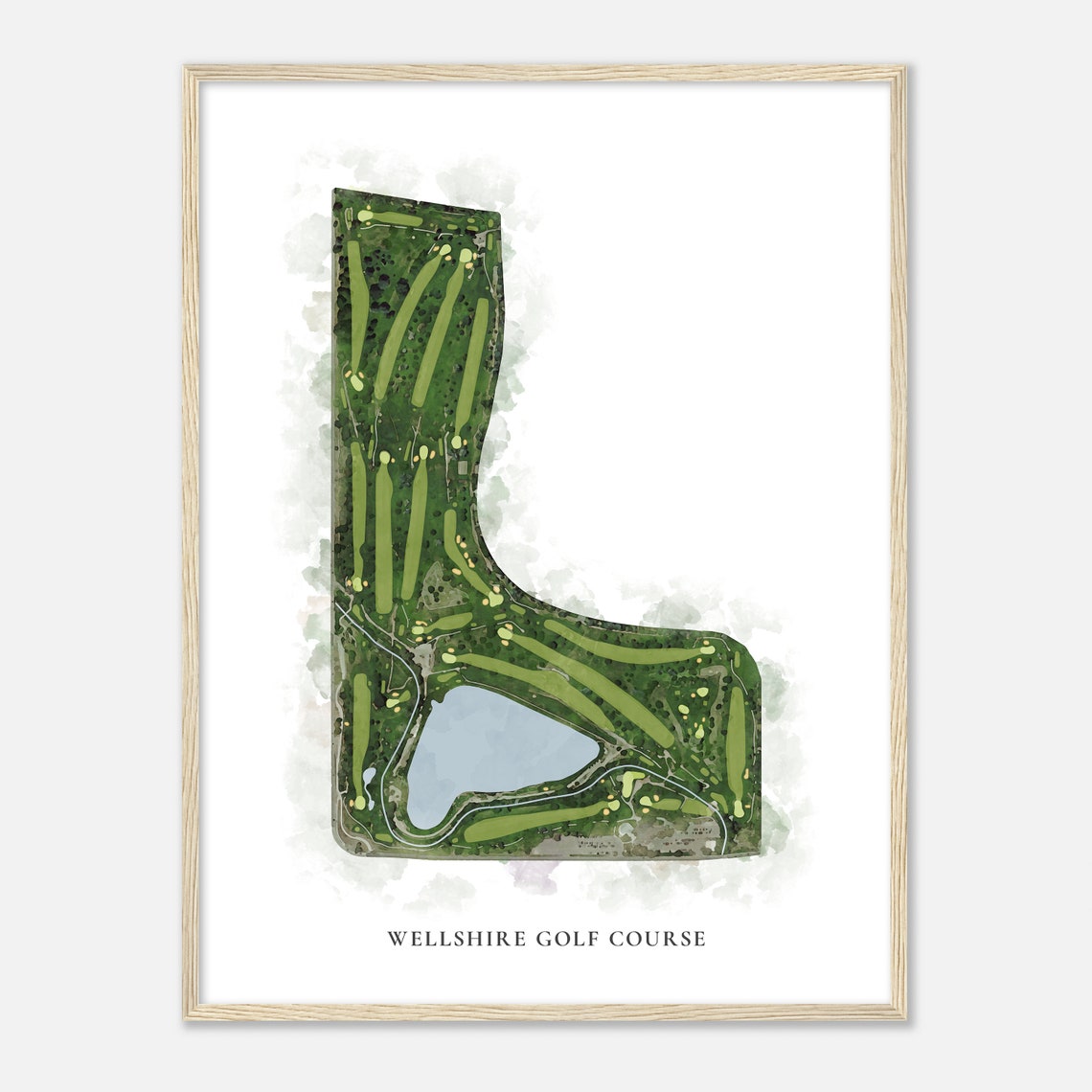 Wellshire Golf Course Watercolor Map Art Aerial View Sports Poster