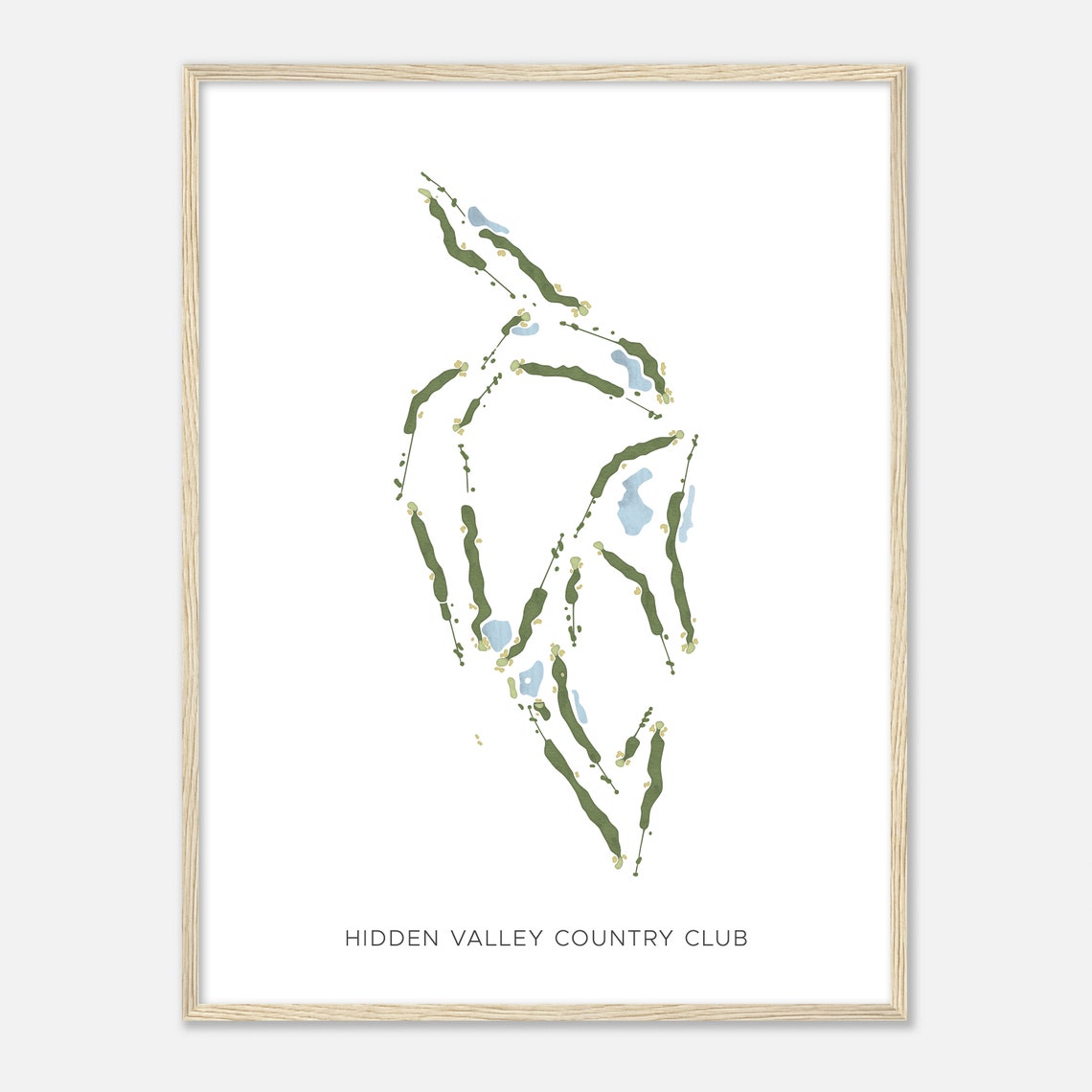 Hidden Valley Country Club Modern Watercolor Fairway Map Poster
