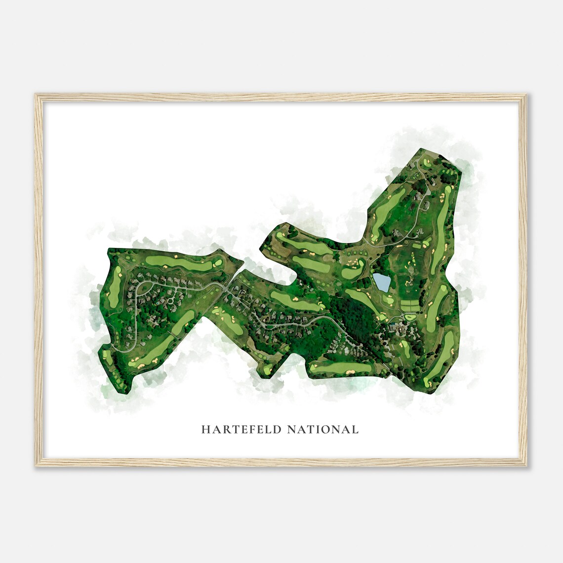 Hartefeld National Pennsylvania Classic Watercolor Map Golfer Gift Golf Wall Art Golf Poster Print Course Layout - Image 2