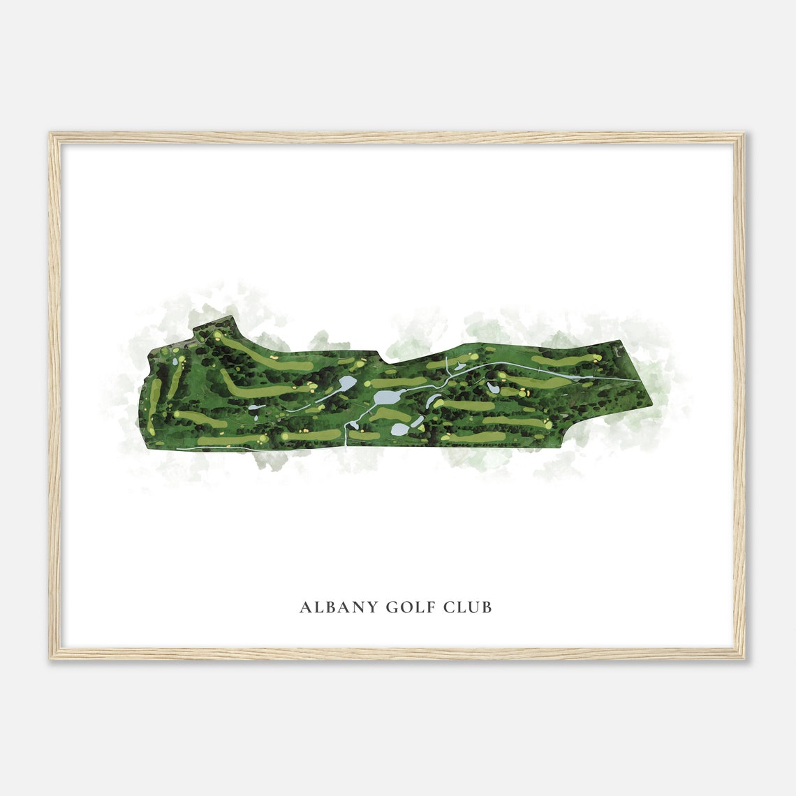 Albany Golf Club Classic Watercolor Aerial Course Map Poster