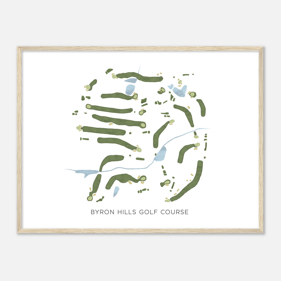 Byron Hills Golf Course Illinois Modern Watercolor Map Golfer Gift Golf Wall Art Golf Poster Print Course Layout