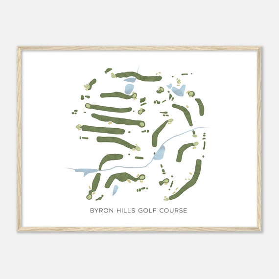 Byron Hills Golf Course Illinois Modern Watercolor Map Golfer Gift Golf Wall Art Golf Poster Print Course Layout