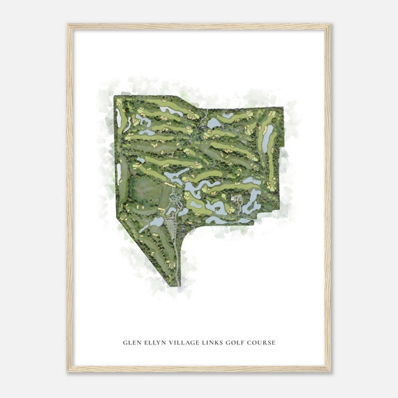 Glen Ellyn Village Links Golf Course Illinois Classic Watercolor Map Golfer Gift Golf Wall Art Golf Poster Print Course Layout