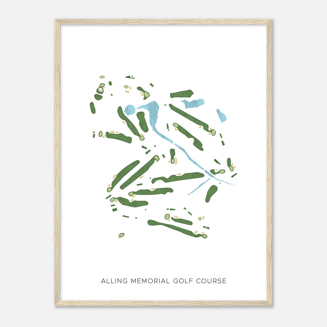 Alling Memorial Golf Course Connecticut Modern Watercolor Map Golfer Gift Golf Wall Art Golf Poster Print Course Layout