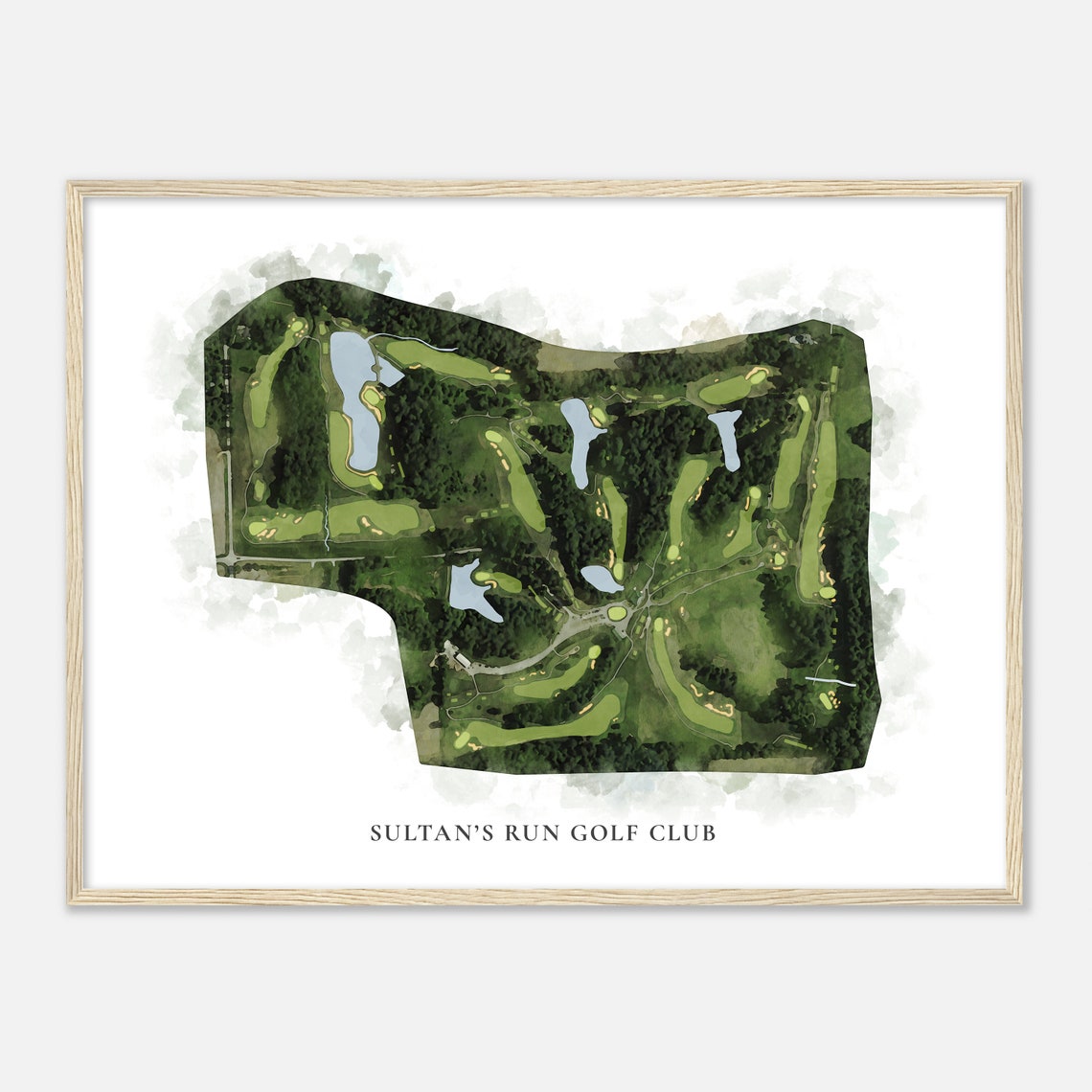 Sultan's Run Golf Club Classic Aerial Watercolor Course Map Poster