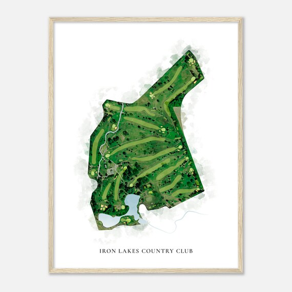 Iron Lakes Country Club Pennsylvania Classic Watercolor Map Golfer Gift Golf Wall Art Golf Poster Print Course Layout