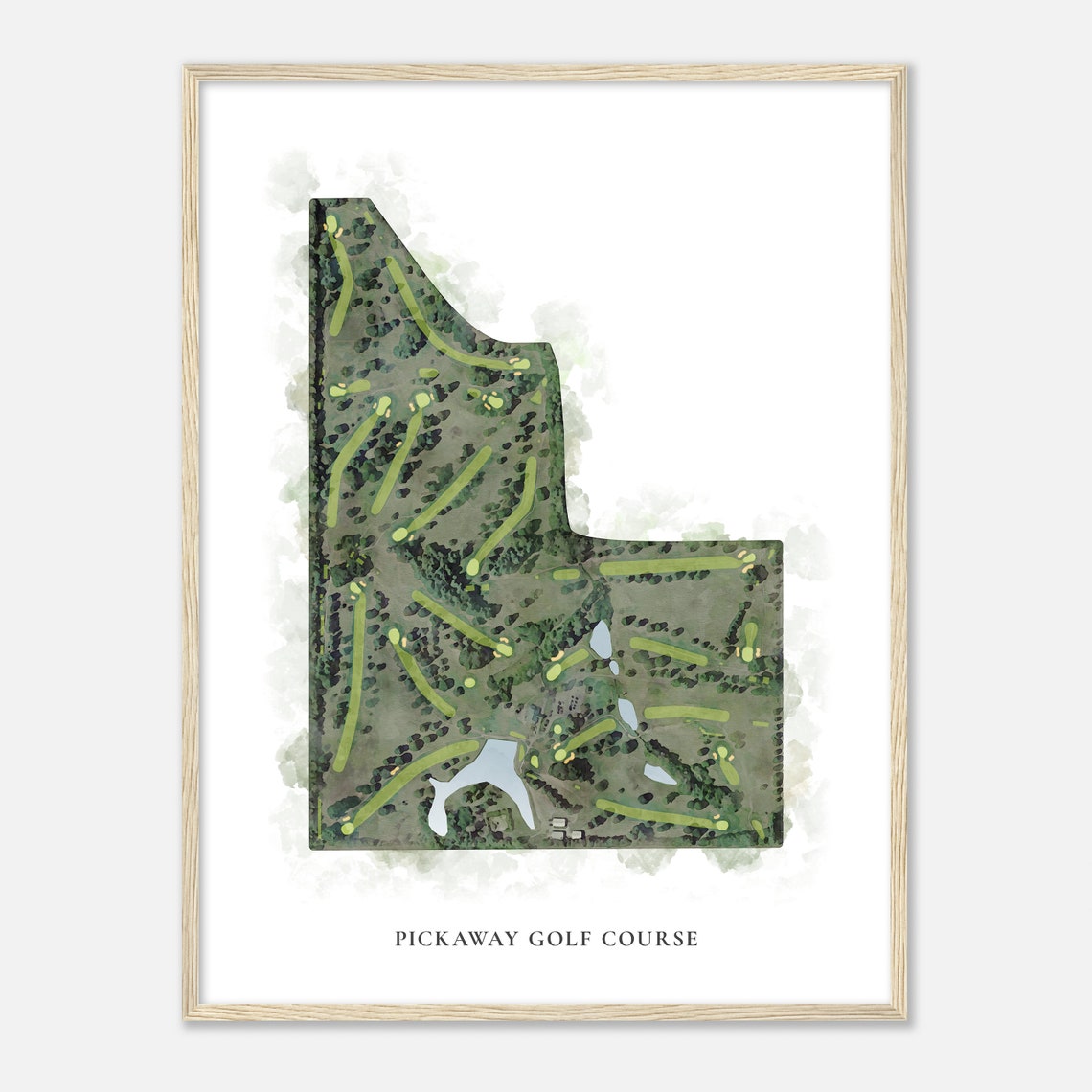 Pickaway Golf Course Ohio Watercolor Aerial Map Golfer Gift Poster - Image 2
