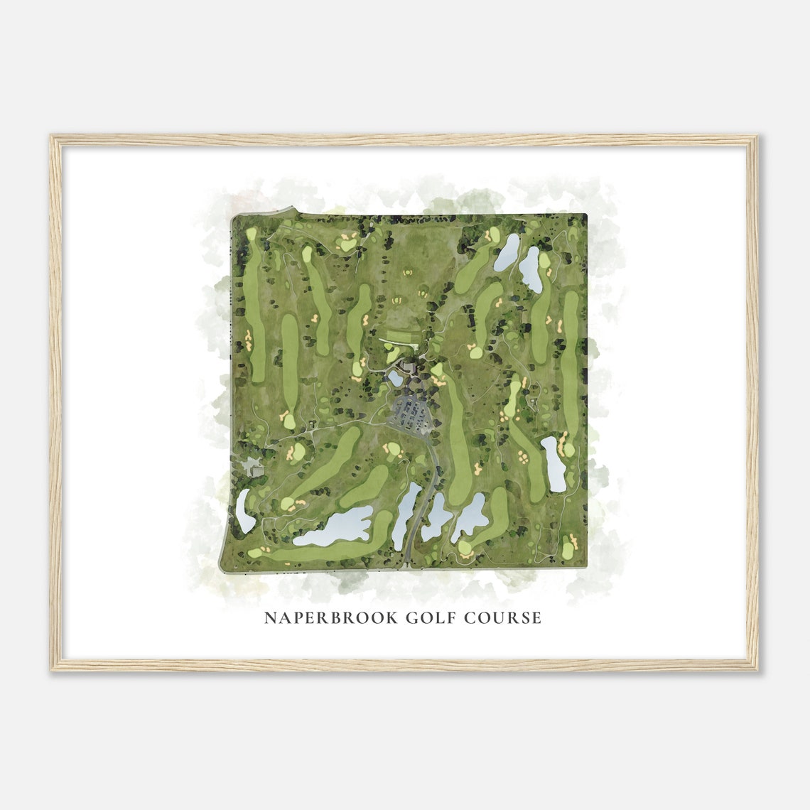 Naperbrook Golf Course Illinois Classic Watercolor Map Poster