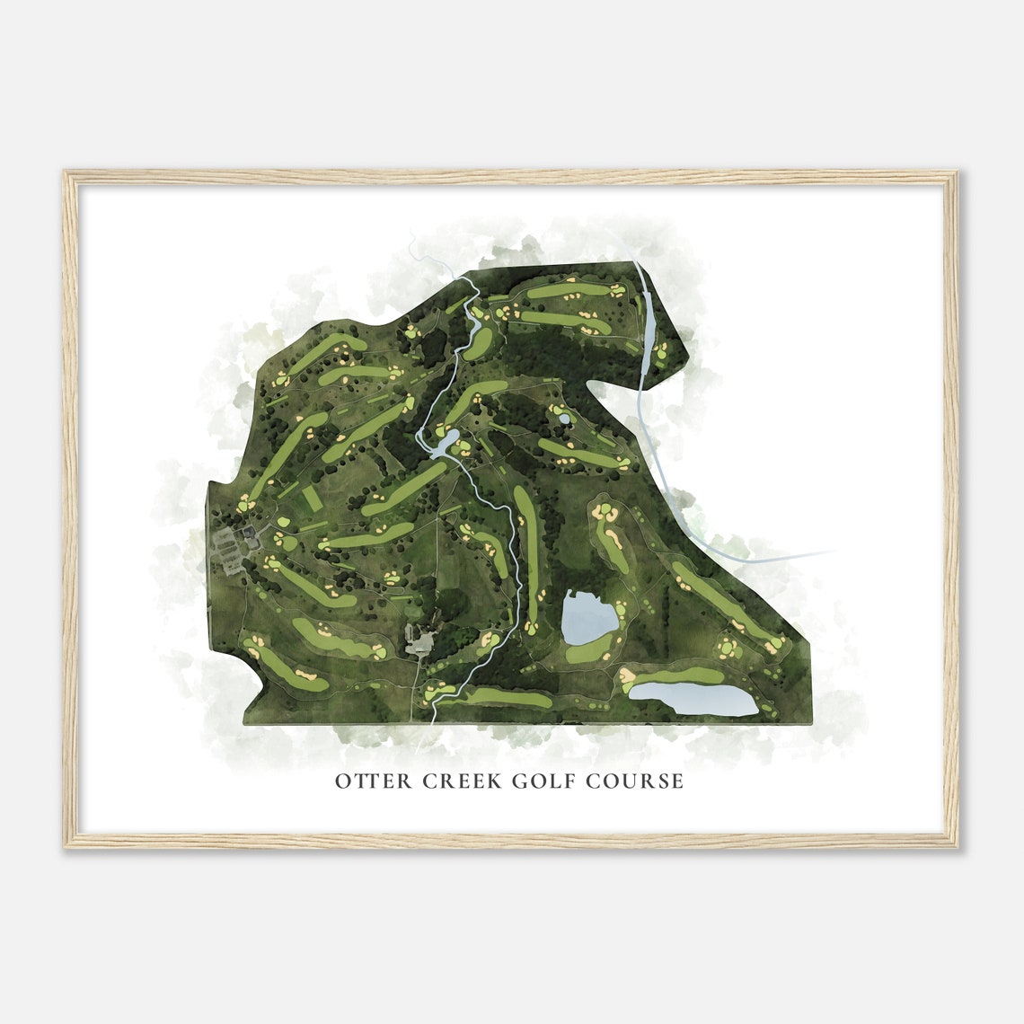 Otter Creek Golf Course Classic Watercolor Aerial Golf Map Poster - Image 2