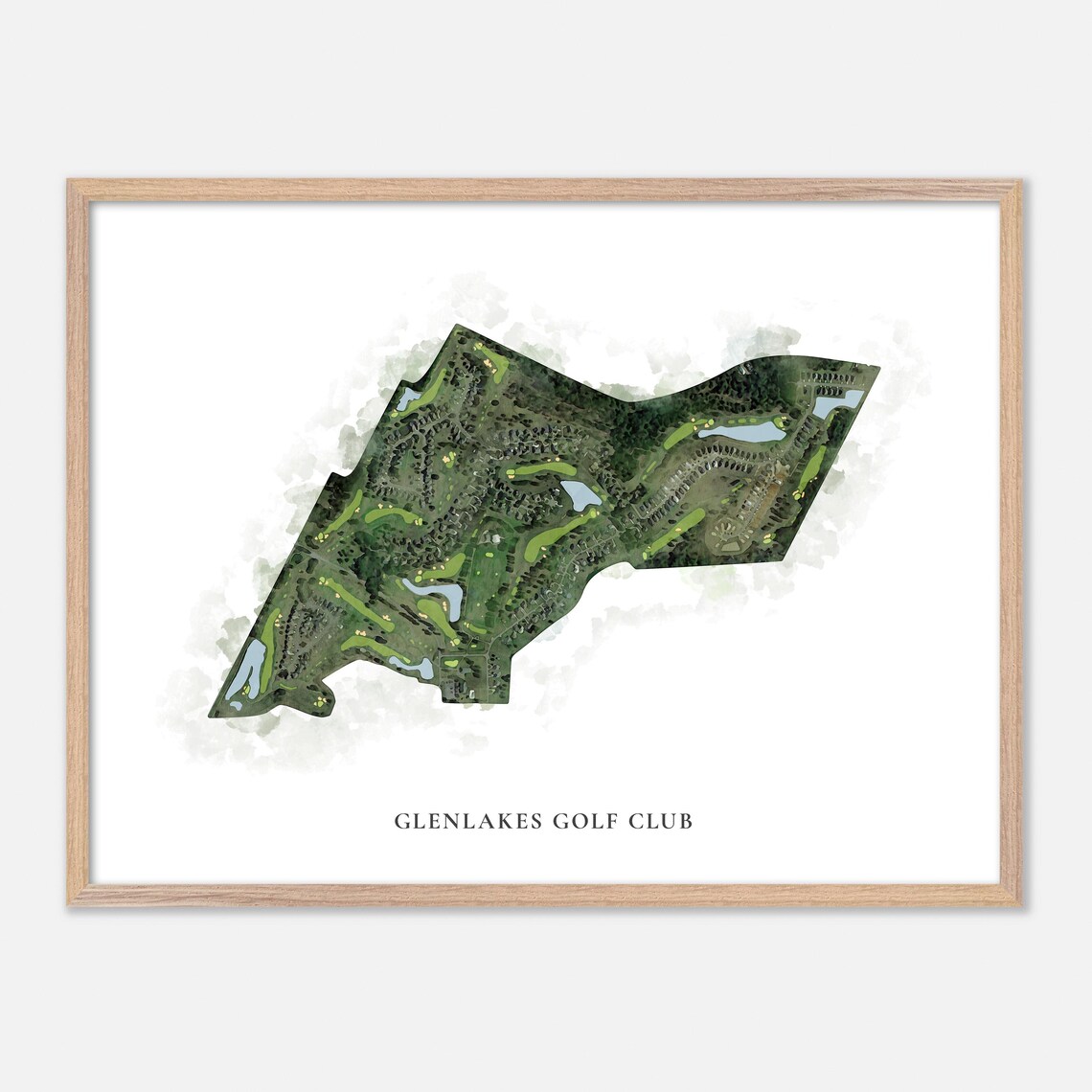 Glenlakes Golf Club Watercolor Golf Course Map Golfer Gift Poster