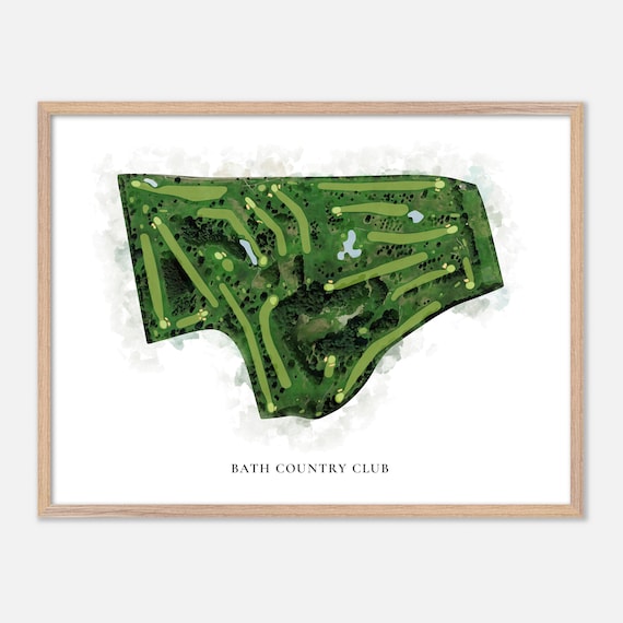 Bath Country Club New York Classic Watercolor Golf Course Map Poster